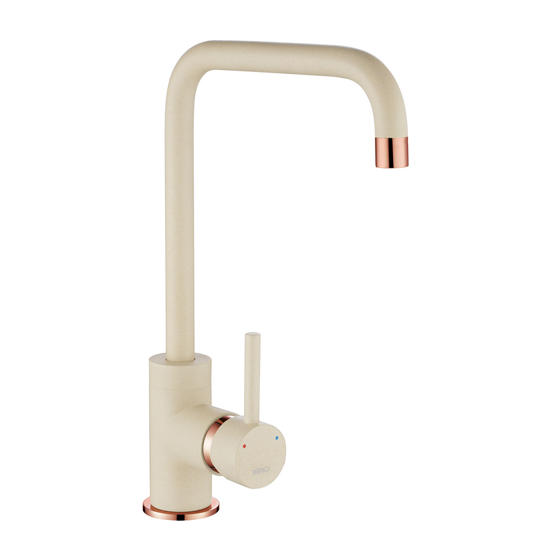 CASCATA SQUARE SPOUT COPPER PURQUARTZ CHAMPAGNE