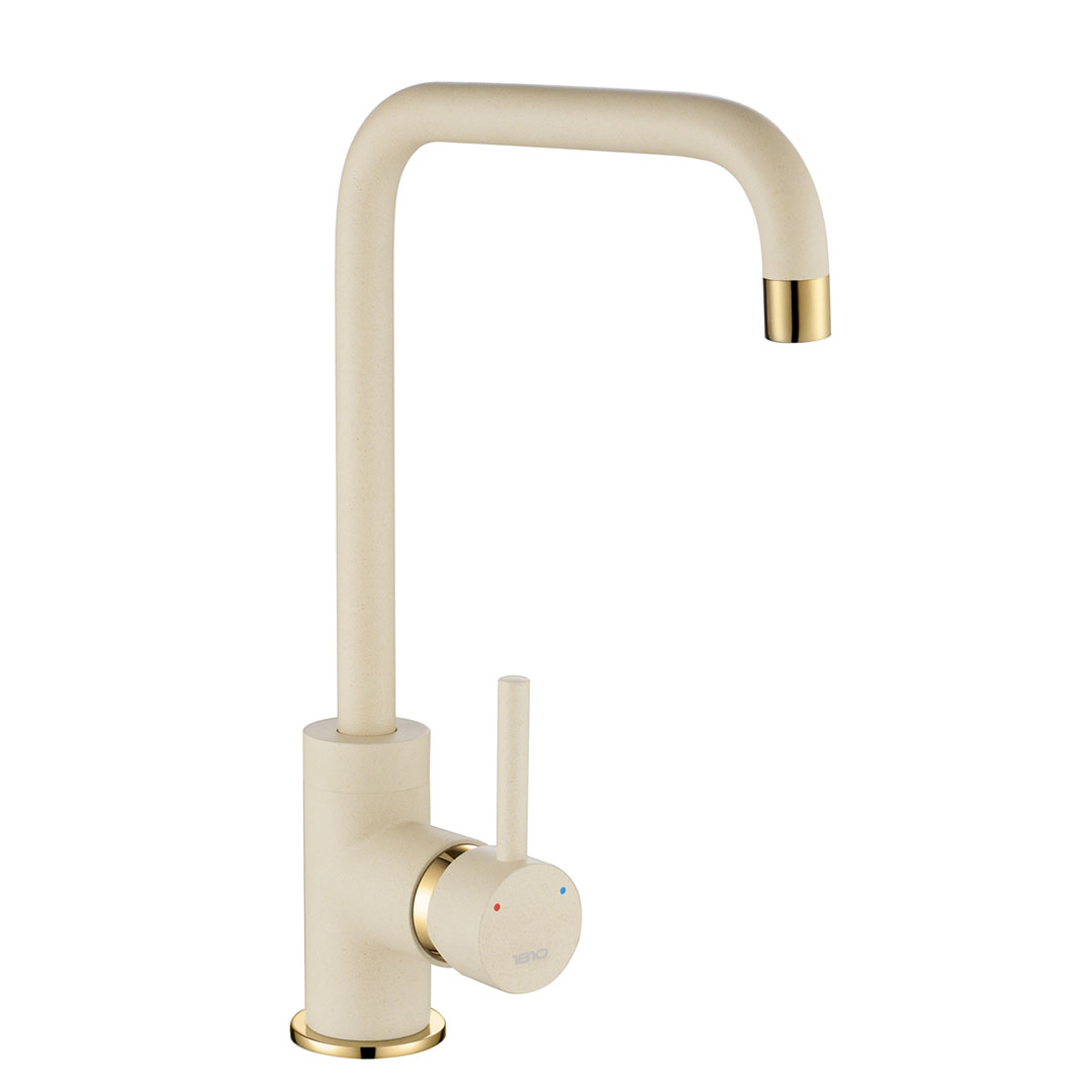 CASCATA SQUARE SPOUT GOLD BRASS PURQUARTZ CHAMPAGNE